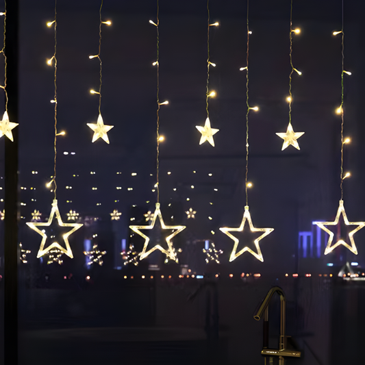Rideau Lumineux Étoiles LED Chaud