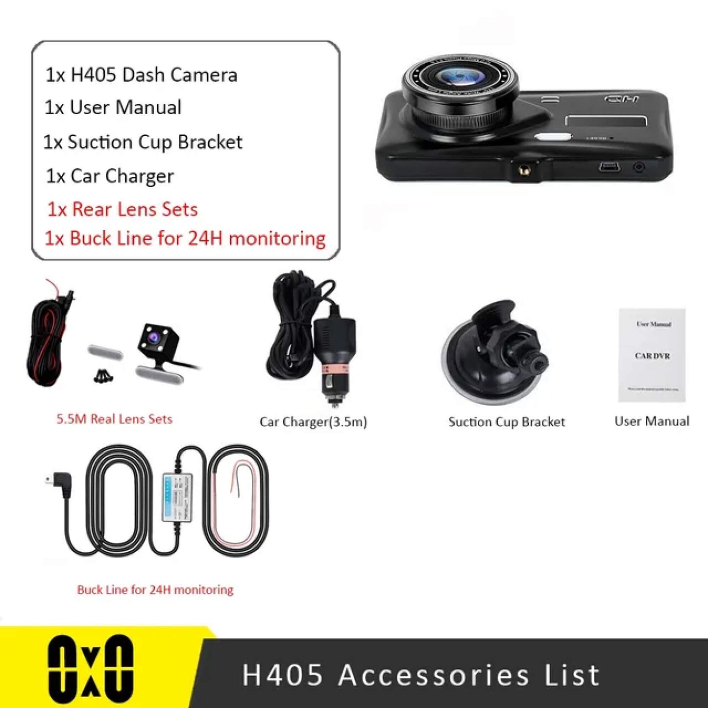 Dashcam Double Avant Arrière 1080P