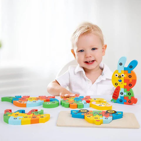 Puzzle  Animaux Montessori Chiffres – Bois – Enfants