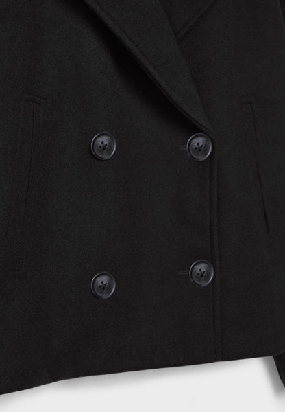 Manteau Court Ville Femme – Double Boutonnage – Col Large
