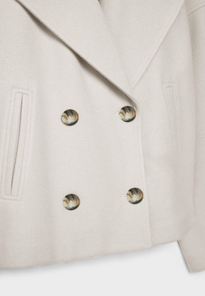 Manteau Court Ville Femme – Double Boutonnage – Col Large