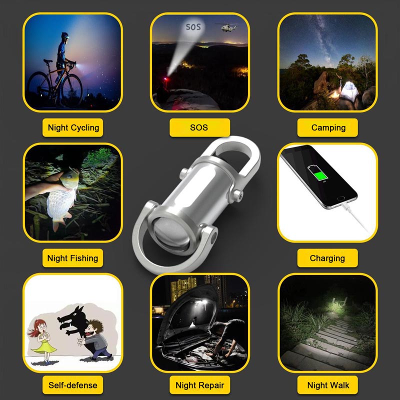 Mini Lampe Torche Porte-Clés 1200LM
